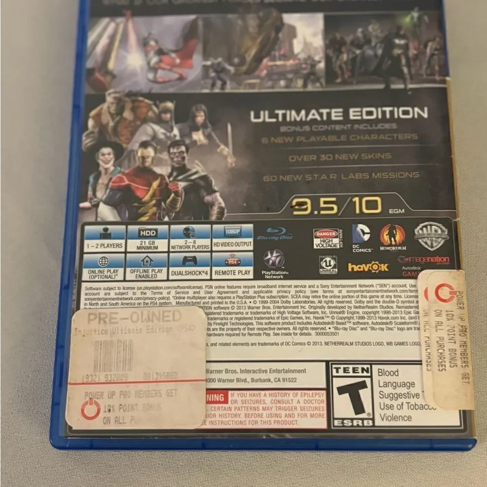 PS4 Injustice: Gods Among Us Video Game Rated T EPC